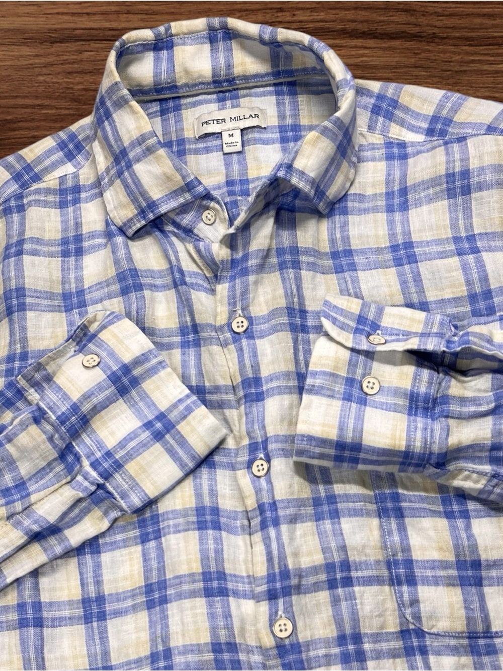 Peter Millar Crown Edisto Men’s 100% Linen Sport Shirt. Medium.